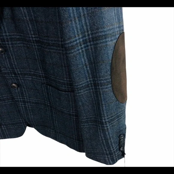 NEW Dylan Gray 40R Blue Plaid Wool Blend Blazer